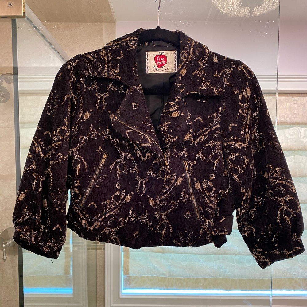 Free People black & gold crop jacket